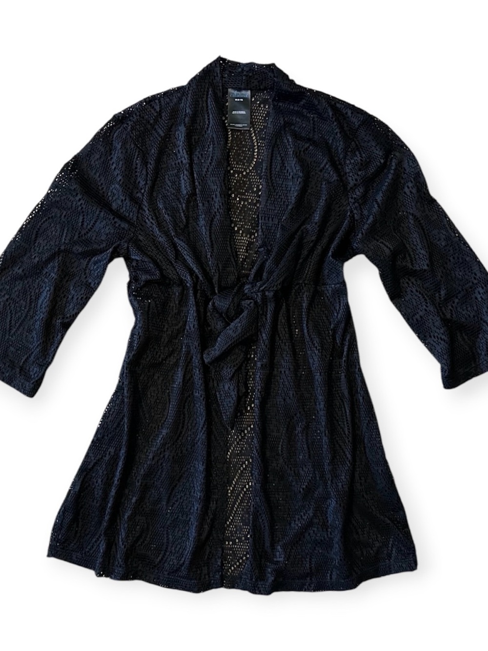 Catalina Black Lace Swimsuit Coverup with Waist Tie